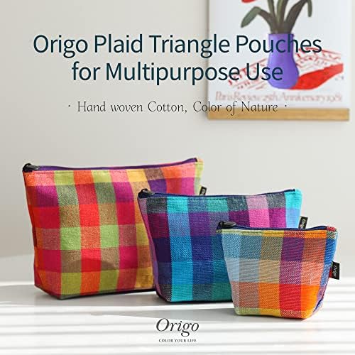 Çok Amaçlı Kullanım için Origo Ekose Üçgen Torbalar / Yeniden Kullanılabilir Damalı Desen Makyaj ve Kozmetik Çantaları
