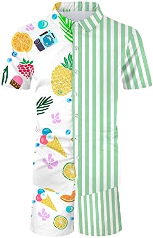 2 Parça Eşofman Kıyafetler Erkekler için Yaka Moda havai gömleği ve Kısa Setleri 3d Baskı Rahat Yaz Plaj Kıyafetleri