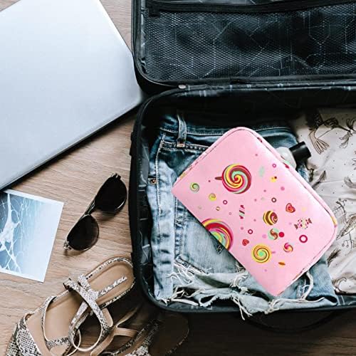 TBOUOBT Makyaj Çantası Seyahat kozmetik çantası Kılıfı Çanta Çanta Fermuarlı, lolipop şeker gökkuşağı tatlı