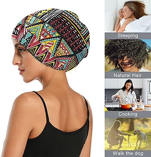 Kafatası Kap Uyku Kap Çalışma Şapka Bonnet Beanies Kadınlar için Çizgili Bohemian Renkli Sonbahar Şükran Günü Cadılar