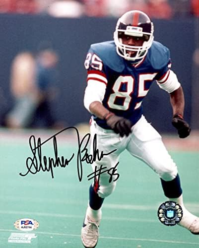 Stephen Baker imzalı imzalı 8x10 fotoğraf NFL New York Giants PSA COA