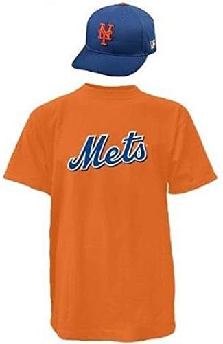 Majestic New York Mets Kap ve Jersey Combo Lisanslı Çoğaltma Şapka / Tee Seti (10 Gençlik / Yetişkin Boyutları)