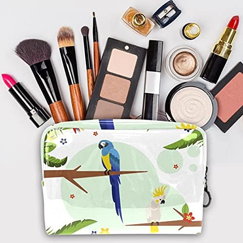 Kadınlar için kozmetik Çantası,Sevimli Geniş Su Geçirmez Makyaj Çantaları Seyahat Tropikal Kuşlar Bitkiler makyaj