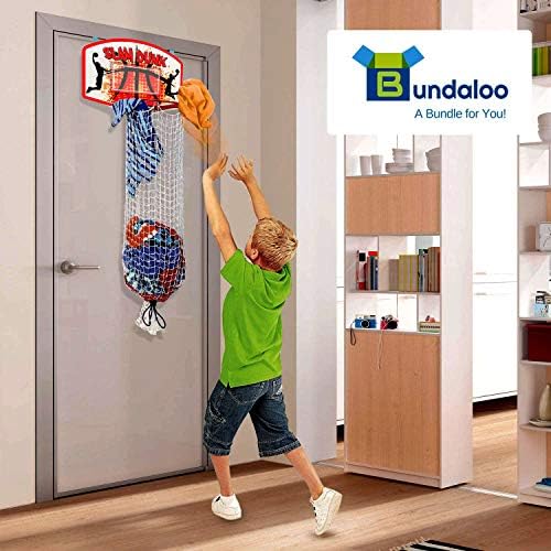 Bundaloo Slam Dunk Basketbol Sepeti-Kapı Üzerinde 2 İn 1 Asılı basketbol potası Veya Çamaşır Sepeti Erkek ve Kız Odası