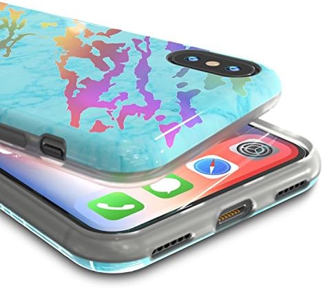 Punkcase iPhone Xs Max Mermer Kılıf, 9H Temperli Cam Ekran Koruyuculu Güzel ve Koruyucu Tam Gövde Kapağı [Kaymaz Tutuş]