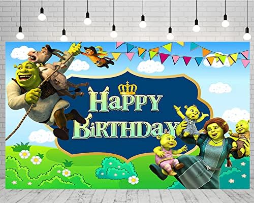 SOPA Yeşil Shrek Zemin Mutlu Doğum Günü Partisi Süslemeleri, Arka Plan Bebek Duş Kek Masa Süslemeleri Malzemeleri,