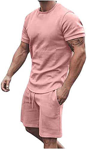 Erkek Spor Seti Yaz Kıyafeti 2 Parça Set Kısa Kollu T Shirt ve Şort Rahat Şık Eşofman Seti