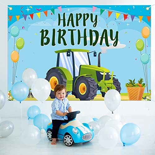 Çiftlik Yeşil Traktör Doğum Günü Backdrop Banner Dekor Mavi Çiftlik Mutlu Doğum Günü Partisi Tema Süslemeleri Erkek