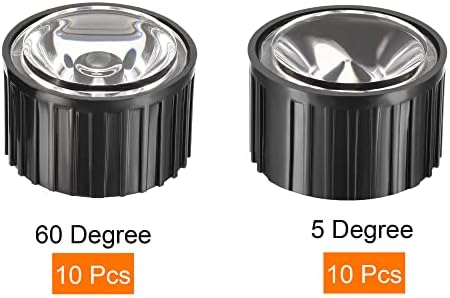 MECCANİXİTY LED Lens Optik Cam 5 Derece 60 Derece Tutucu ile 1W 3W Yüksek Güç led ışık, siyah 20'li paket