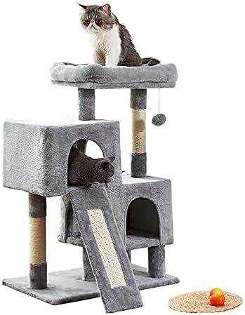 Kedi Kulesi, Tırmalama Tahtası ile 34.4 inç Kedi Ağacı, 2 Lüks Kınamak, Kedi Ağacı Kınamak, Sağlam ve Montajı Kolay,