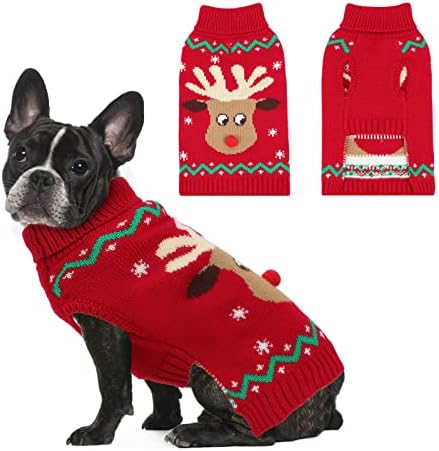 YUEPET Noel Köpek Kazak Kazak, Ren Geyiği Kar Tanesi Noel Köpek Kıyafetleri Tasma Deliği ile, Orta Köpekler için klasik