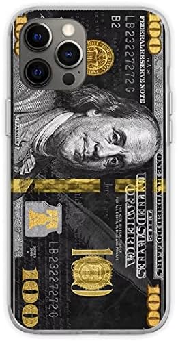 Telefon Kılıfı Saf Temizle Komik ile Uyumlu iPhone 14 Pro Max 100 Dolar Bill Siyah Altın TPU Silikon Yumuşak Koruyucu