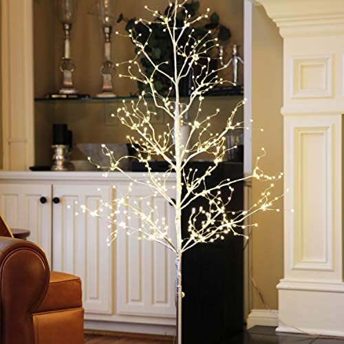 Işık paylaşımı 5 ft. LED ağacı-Starlit ağacı koleksiyonu ile sıcak beyaz LED melek ışıkları, 5 ayaklar, gümüş, Ev