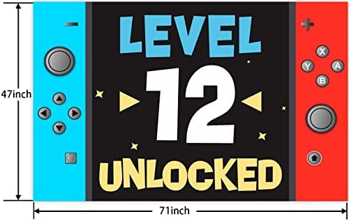 Seviye 12th Unlocked Mutlu 12th Doğum Günü Seviye Up Banner Zemin Arka Plan fotoğraf kabini Sahne video oyunu Gençlik
