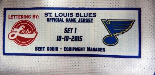 2015-16 St. Louis Blues Spencere Asuchak 59 Oyunu Yayınlandı Beyaz Forma DP12304 - Oyun Kullanılmış NHL Formaları