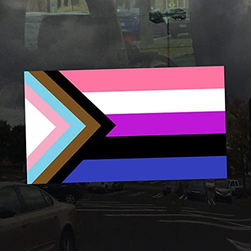 Uygulanabilir Cinas Genderfluid İlerleme Gurur Bayrağı LGBTQ POC Transseksüel Bayrağı-Vinil çıkartma 4 inç