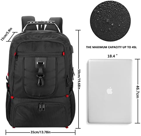 Ayakkabı bölmesi USB şarj portu ile 18.4 in PC için VESERİ seyahat iş dizüstü sırt çantası, Kolej yürüyüş kamp için