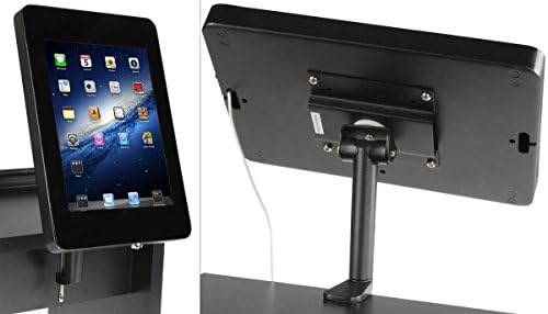 iPad Standlı Displays2go Fuar Tezgahı, Çelik, Lamine MDF, Alüminyum-Gümüş, Siyah Kanca ve Halka Kumaşlı (CTRVIPDCBK)