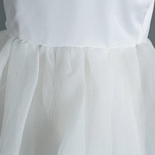 Elbiseler için Bebek Kız çocuk Yaz Etek Elbise Moda Kabarık Kollu Şifon Beyaz Kısa Kollu Prenses Elbise (Beyaz, 8-9