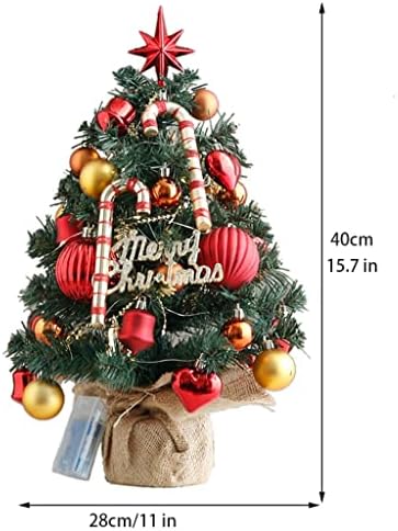 FIFOR 15.7 / 40 cm Mini Noel Ağacı, yapay Küçük Masa Noel Çam ağacı LED Dize ışıkları ve süsler tatil ev ofis dekorasyonu