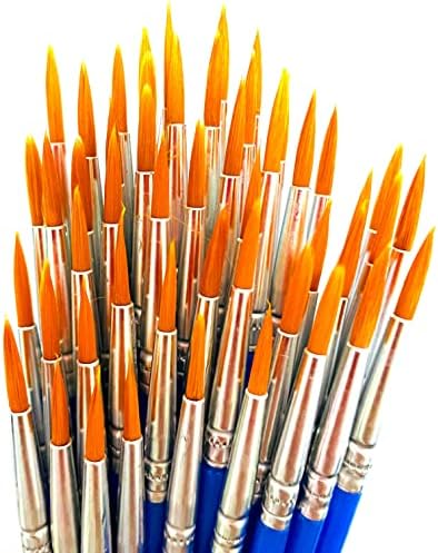 BATIK çocuk Sanat Boya Fırçaları, Küçük Boyama Fırçaları Plastik Saplı Çocuklar için Mavi (Yuvarlak ucu 50 adet)