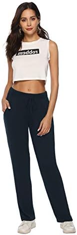 DİBAOLONG Bayan Yoga Pantolon Geniş Bacak Gevşek İpli Rahat Salon Egzersiz Sweatpants Cepler ile