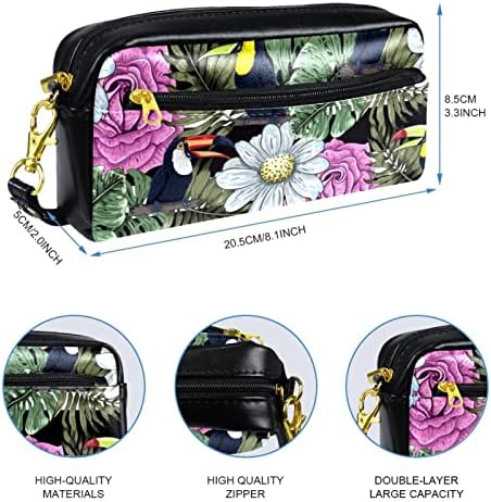 Kadınlar için TBOUOBT Kozmetik Çantası, Makyaj Çantaları Ferah Tuvalet Kılıfı Seyahat Hediye, tropikal Yapraklar Çiçek