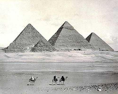 Üç Piramit ve Deve Binicileri Mısır 1867 11x14 Gümüş Halide Fotoğraf Baskısı
