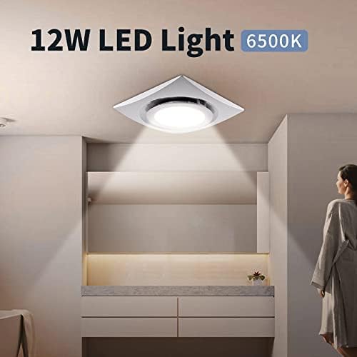 Banyo/Duş/Tuvalet/Ev/Ofis için ışık LED Kare Sessiz Tavan Montajlı Havalandırma Fanı Kombinasyonu ile Zeyzer Banyo
