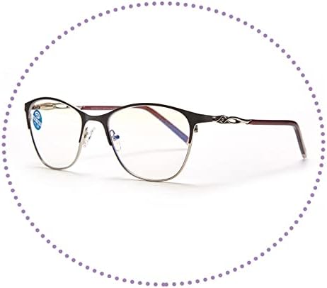 MKEING Kadın Bilgisayar Okuyucular Anti Mavi okuma gözlüğü + 2.5 Ilerici Multifokal Presbiyopik Gözlük Metal Çerçeve
