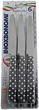 INOXBONOMI 6 mutfak Bıçakları (Bıçaklar) - İtalyan Paslanmaz Çelik Sebze / Biftek / Masa Bıçağı Çatal Bıçak Takımı