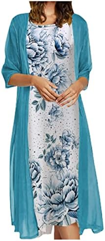 SKDOGDT İlkbahar Yaz Elbiseler Kadınlar için 2023 Rahat İki Set Nakış Elbise Yarım Kollu şal Hırka Zarif Elbise