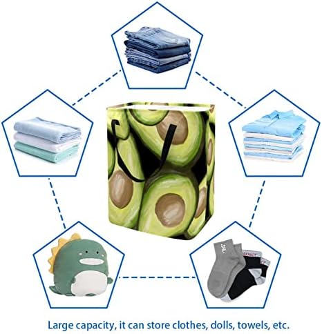 Avokado Baskı Katlanabilir çamaşır sepeti, 60L Su Geçirmez çamaşır sepetleri çamaşır Kutusu Giysi Oyuncak Depolama