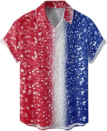 Erkek Gömlek Erkek Bahar ve Yaz Bağımsızlık Günü Kutlama Casual Vintage Sıkıntılı Kısmi Baskı Leotard
