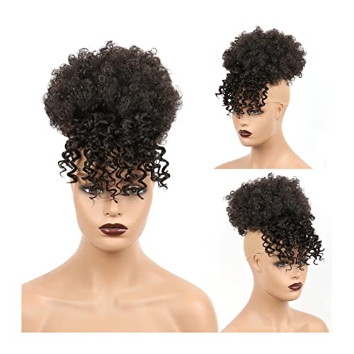 HİHELO saç parçaları Kadınlar için Afro Yüksek Kabarcık Saç Topuz İpli At Kuyruğu Patlama ile Sentetik Kısa Kıvırcık