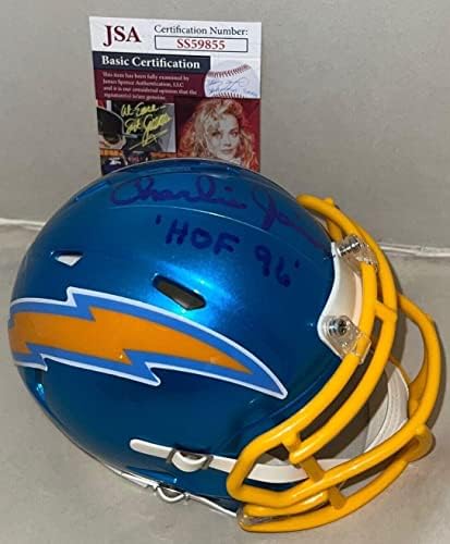 Charlie Marangoz San Diego Şarj Cihazları imzalı Flaş mini kask W HOF Yazıt JSA İmzalı NFL Mini Kasklar