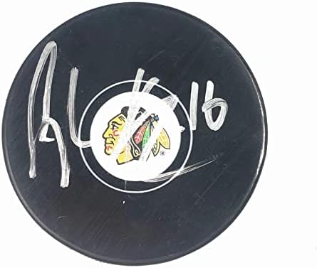 JUJHAR KHAİRA imzalı Hokey Diski PSA / DNA Chicago Blackhawks İmzalı-İmzalı NHL Diskleri