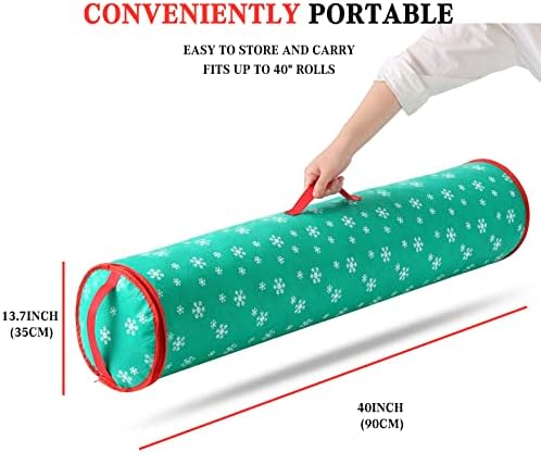 Noel Ambalaj Kağıdı Saklama Çantası-Hediye Paketi ve Kurdeleler için 40 inç Ruloya Kadar, Ambalaj Kağıdı Saklama Kabı