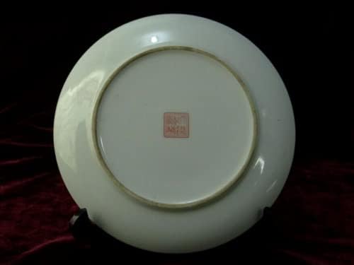26 cm Çin Qing Hanedanı Pastel Gül seramik tabak Tavuskuşu Şakayık Dekorasyon