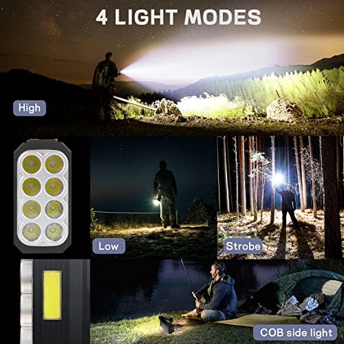 COB Sidelight ile şarj edilebilir 8 LED El Güneş Fener, yüksek Lümen 3 Modu Projektör, Balıkçılık Açık Kamp Acil Durumlar