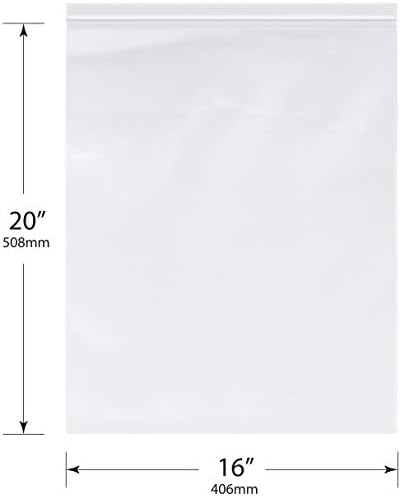 Plymor Ağır Hizmet Tipi Plastik Yeniden Kapatılabilir Fermuarlı Çantalar, 4 Mil, 16 x 20 (100'lü Paket)