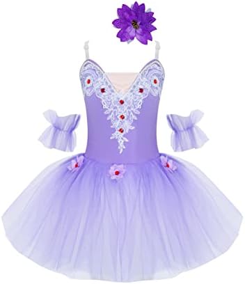 CHİCTRY Çocuk Kız Bale Elbise Tutu Etekli Leotard Performans Dans Kostümleri Balerin Kıyafeti