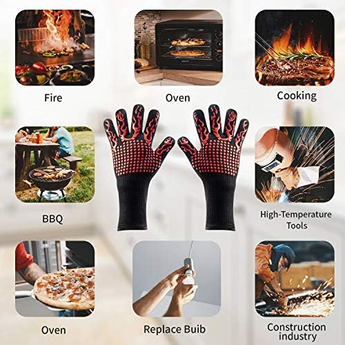 Keungwing ısıya dayanıklı ızgara eldivenleri 1472℉ Aşırı ısıya Dayanıklı, 13 Aşırı Mutfak Pişirme fırını Eldiveni,