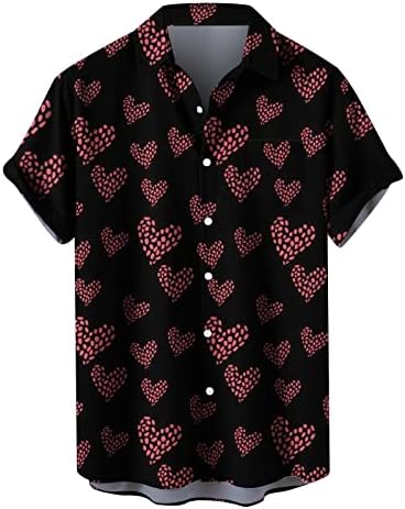 T Shirt Erkekler için Moda sevgililer Günü Baskılı Tek Cep Gömlek Casual Gevşek Baskılı Cep Düzenli Fit Gömlek