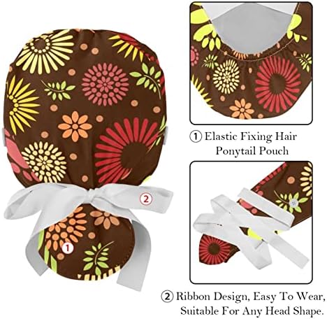 LORVIES Tıbbi Kapaklar Düğmeli Kadınlar için Uzun Saç, 2 Parça Ayarlanabilir çalışma kapağı, Çiçek Desenleri Çok Renkli
