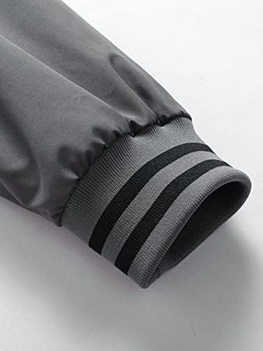 OSHHO Ceketler Kadın - Erkek Colorblock Çizgili Trim Bombacı Ceket Tee Olmadan (Renk: Siyah, Boyut: X-Küçük)