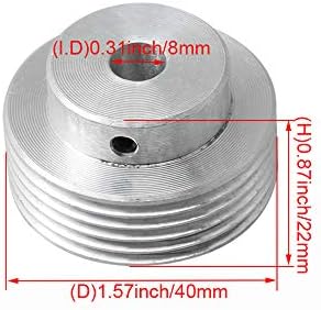 logyues Alüminyum Çok Nervürlü kayışlı kasnak V kayışlı kasnak OD 40mm Gümüş (İç Delik 8mm)