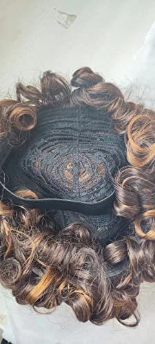 FENGDE kabarık kıvırcık kısa Afro insan saçı kahküllü peruk Afrika kökenli amerikalılar için büyük kıvırcık peruk