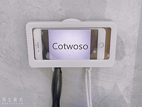 Cotwoso Duş Telefon Tutucu, Duvara Monte Duş Buğu Önleyici Dokunmatik Telefon Kılıfı Montaj Rafı, Delik gerektirmez,Mutfak,Makyaj,