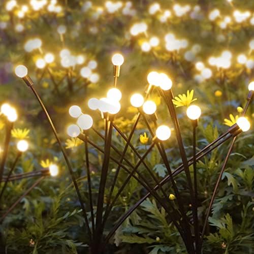 Güneş bahçe ışıkları-4'lü paket güneş ateş böceği ışıkları rüzgarla sallanır, Su geçirmez 40 LED dış mekan ışıkları,